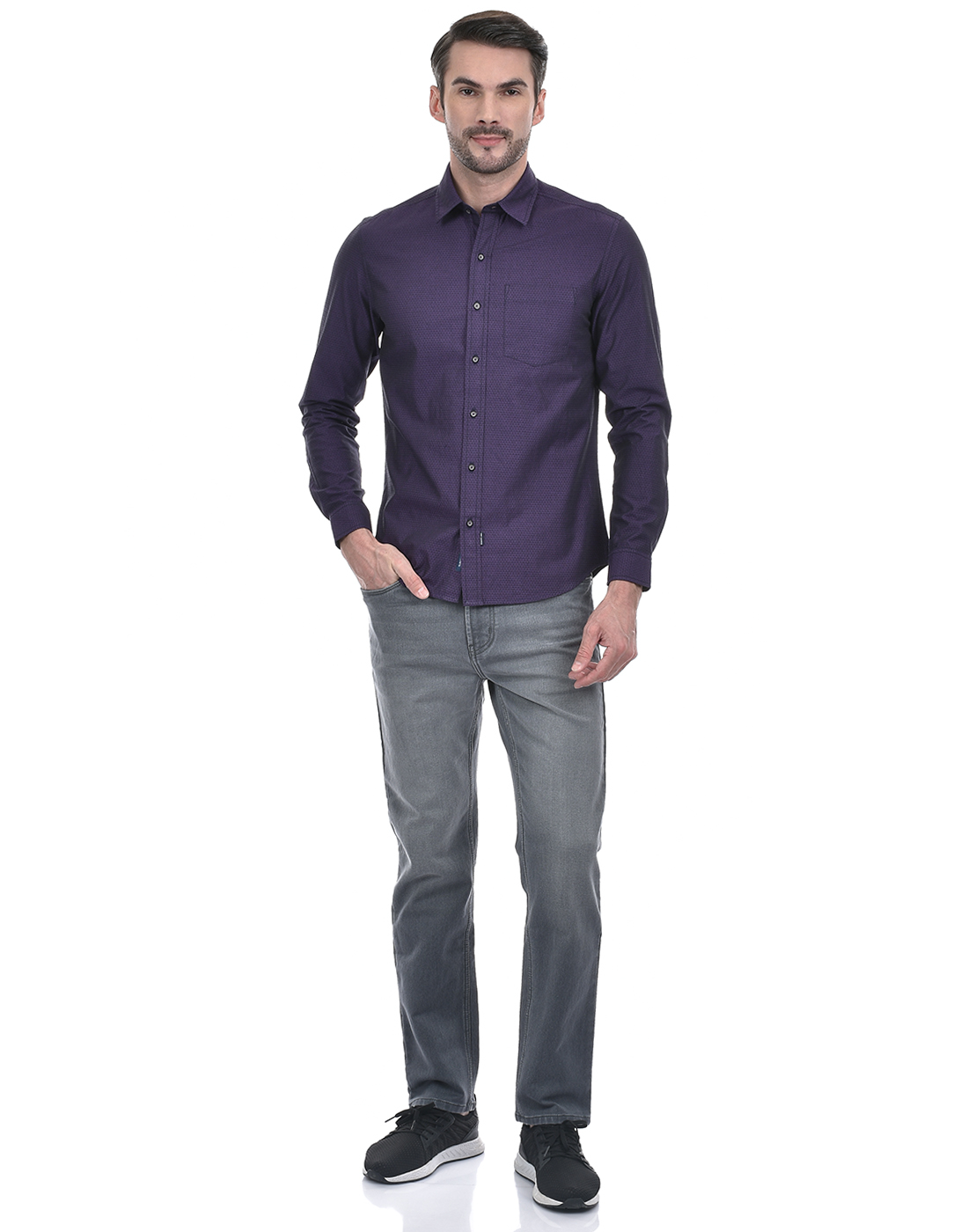 Numero Uno Men Abstract Purple Shirt
